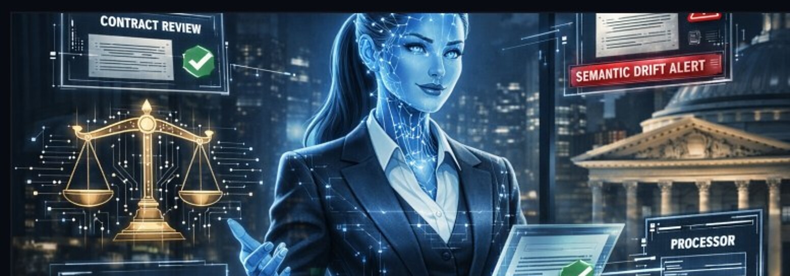 Vertical AI agent performing contract review with semantic drift alerting